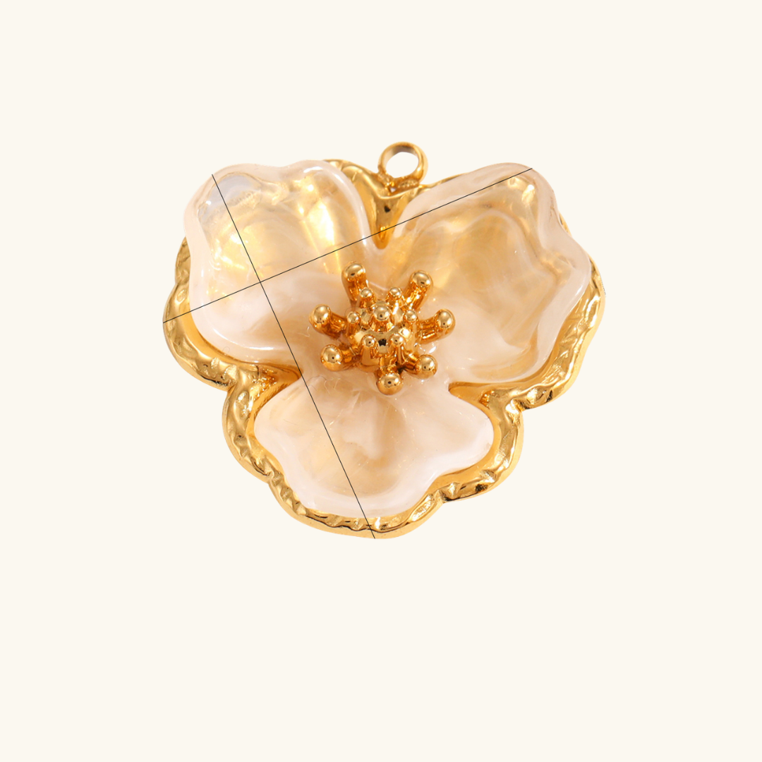Charms - White  Petal Glaze Pendant