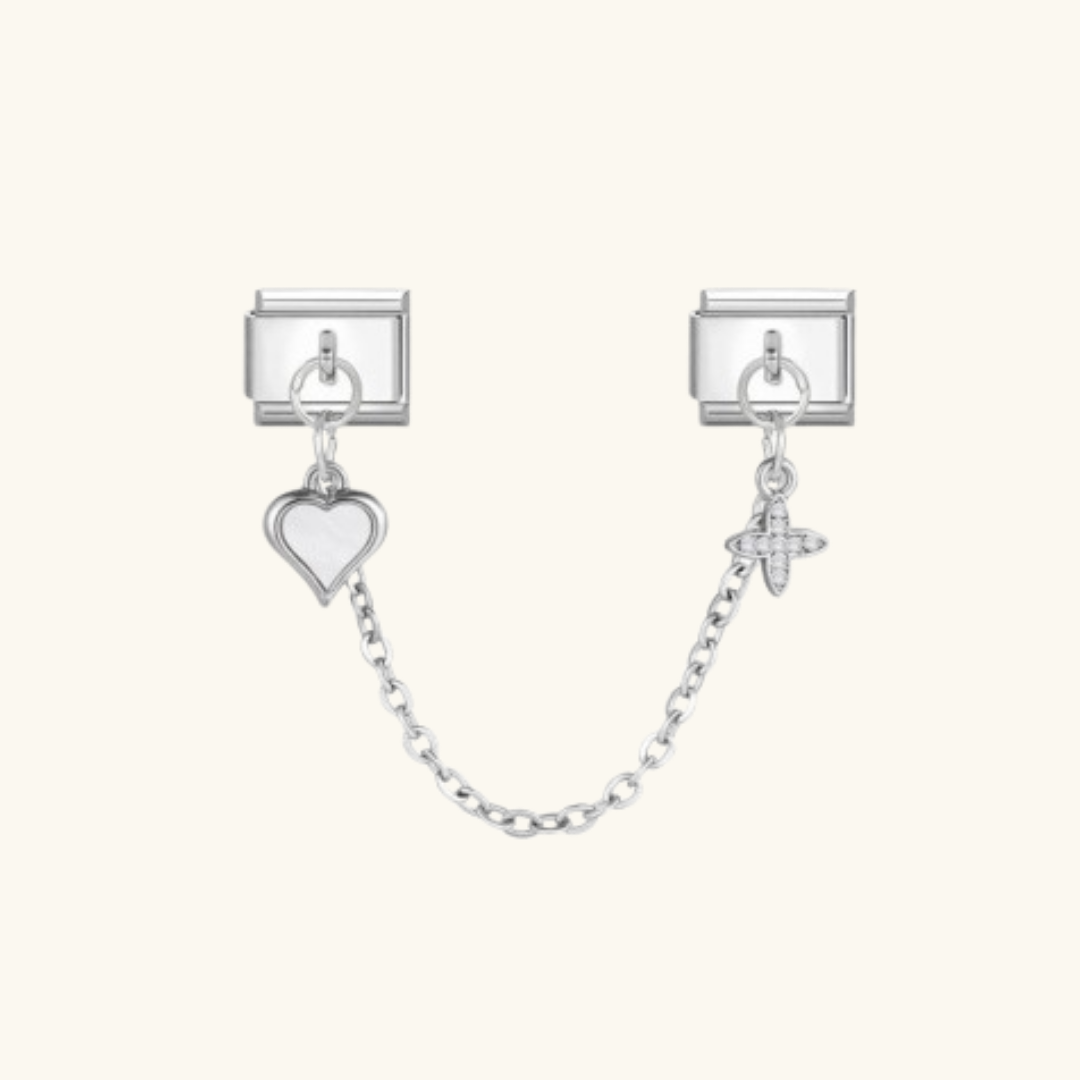 Italian Silver - Heart & Clover link Dangle