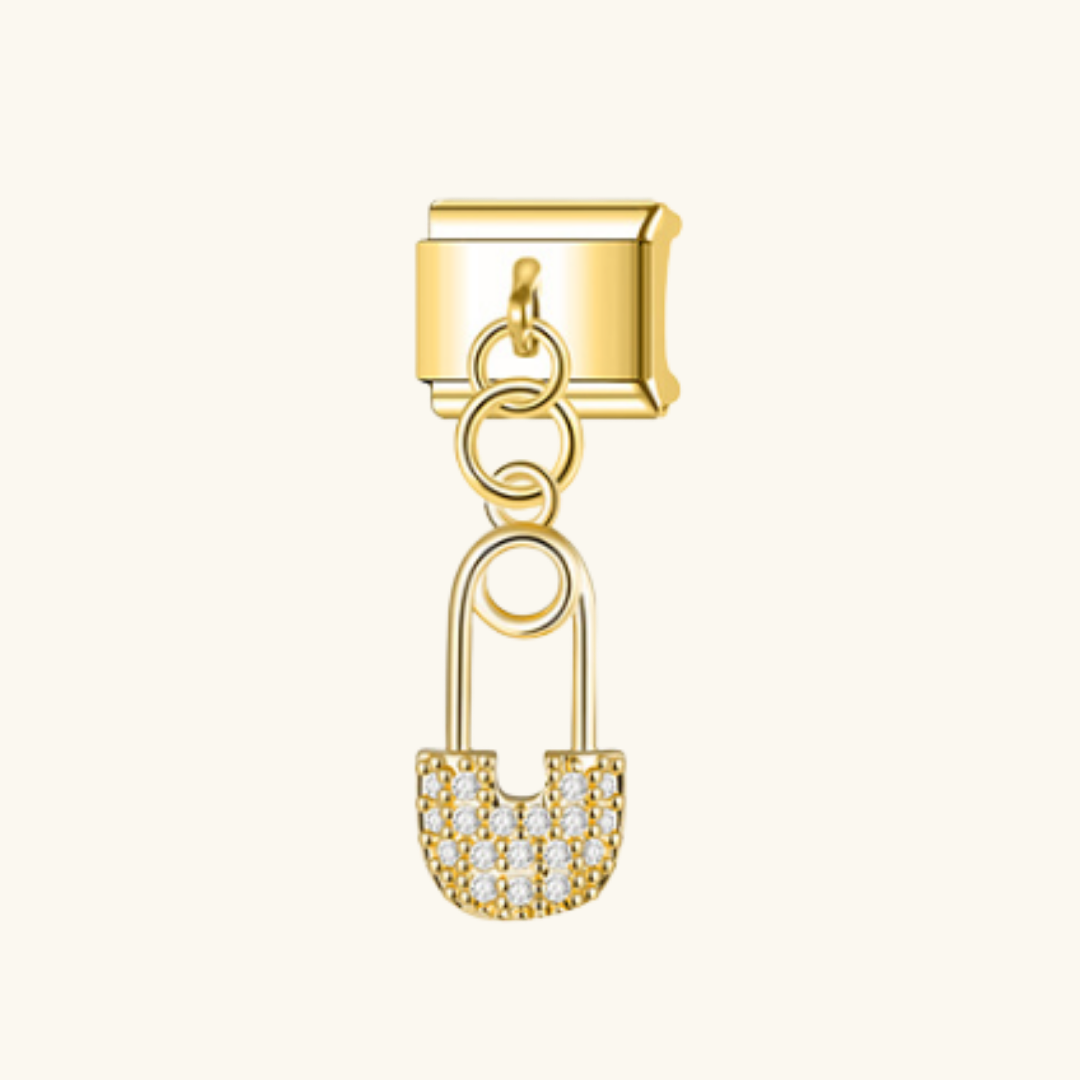 Italian-Paved Safety Pin Dangle