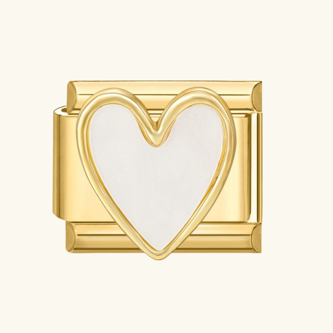 Italian-White Enamel Heart