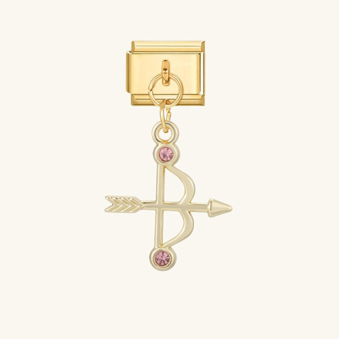 Italian- Cupids Pink Gem Bow Dangle