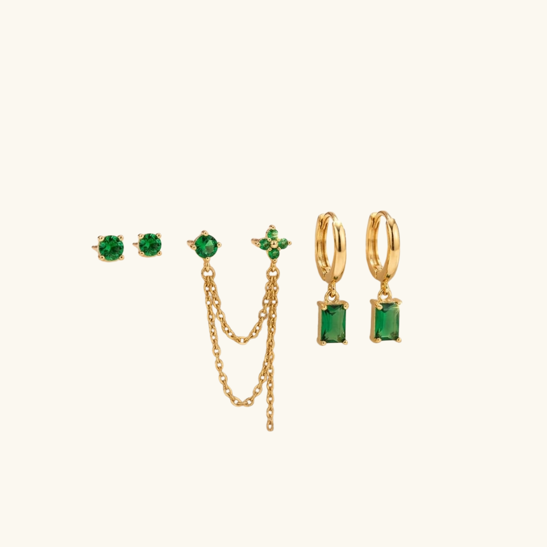 Green Gleam Earring Set