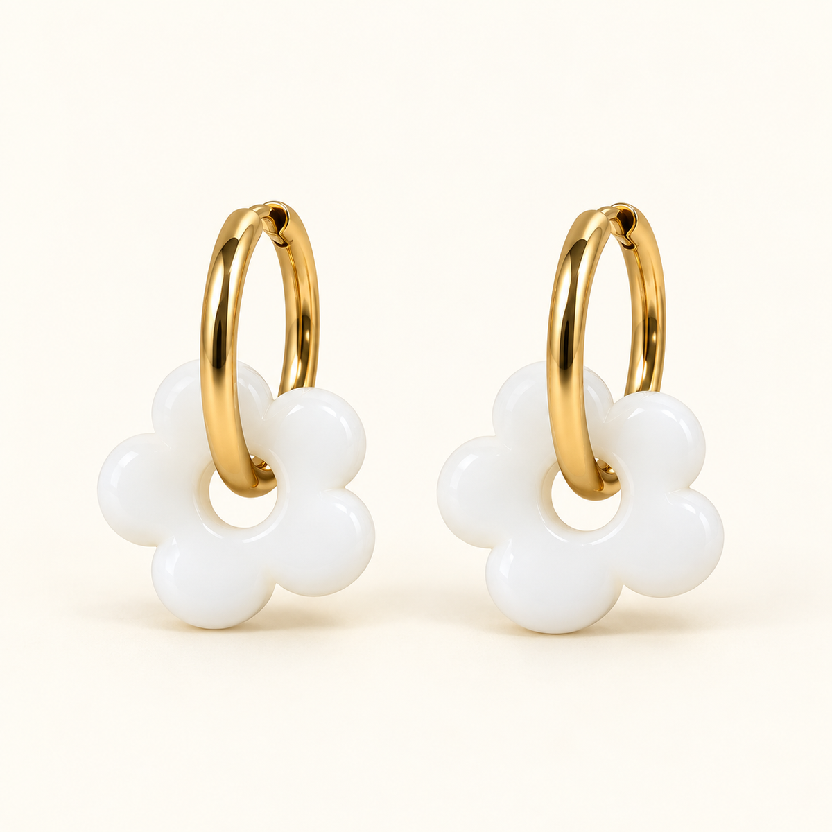 White Resin Flower Hoops