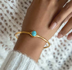 Teal gemstone open bangle