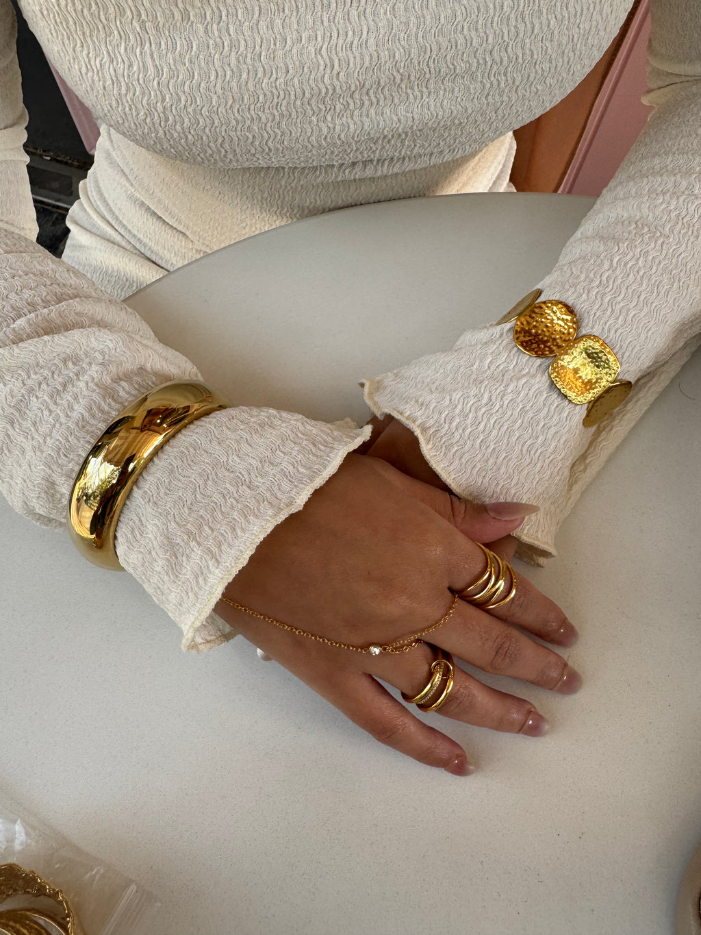 Thick gold bangle