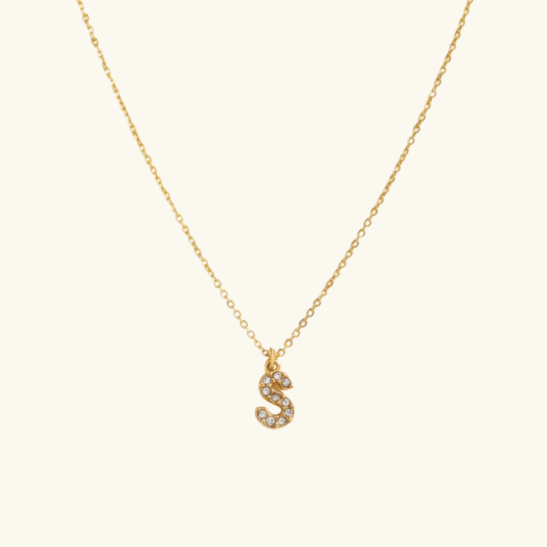 Paved initial Necklace