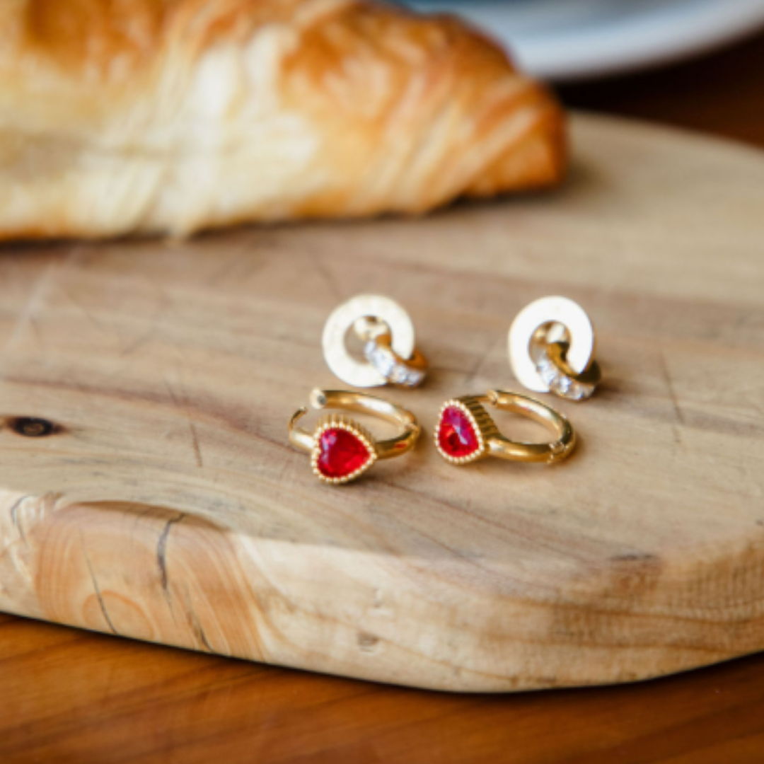 Heart Huggie Hoops