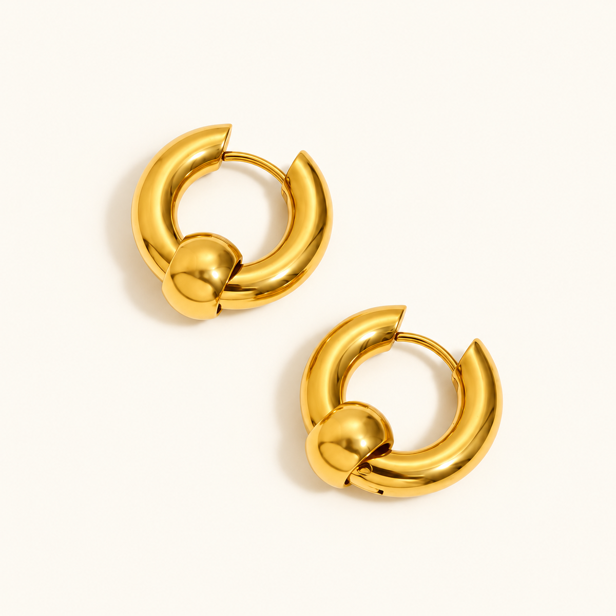 Gold ball hoop earrings