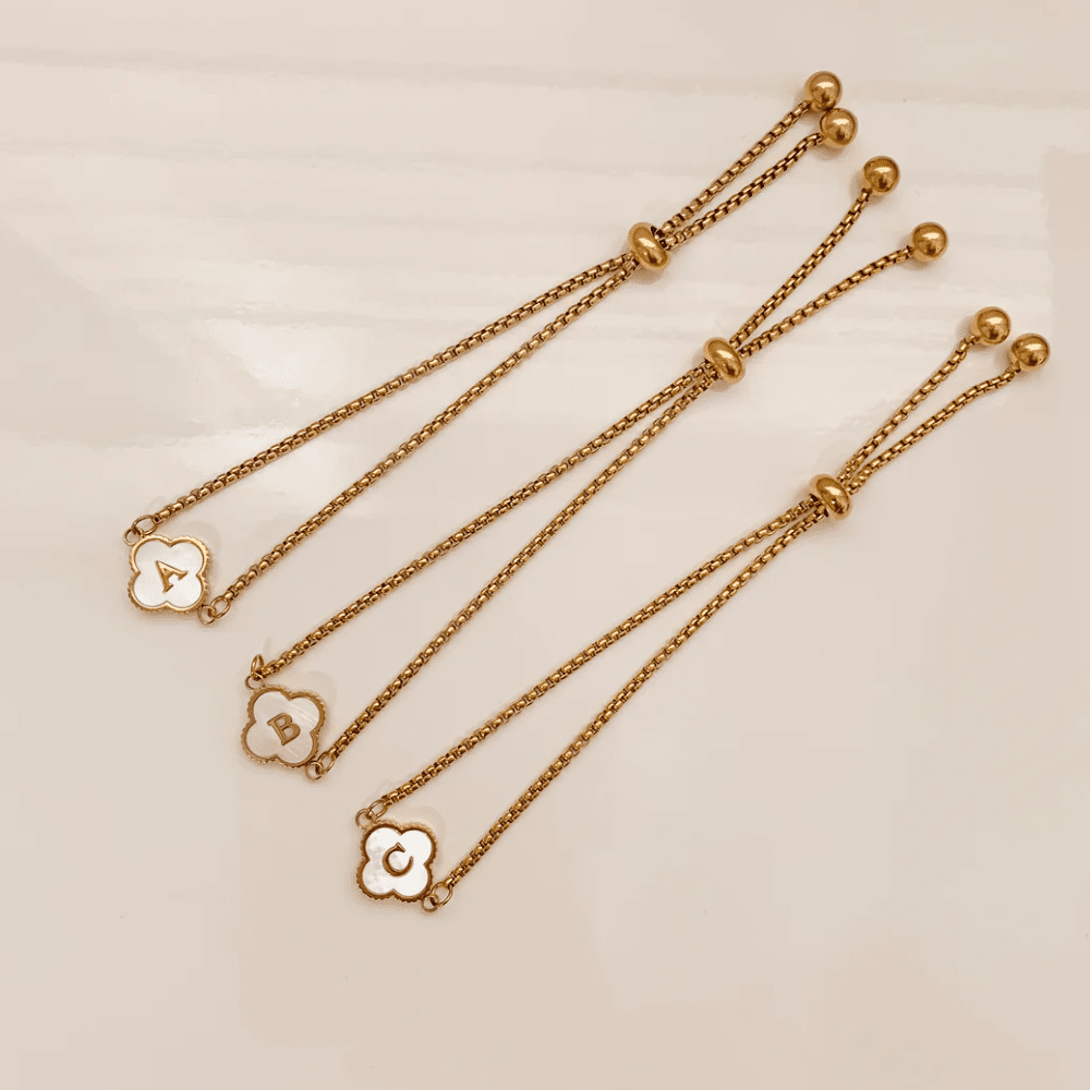 Clover Initial Bracelet