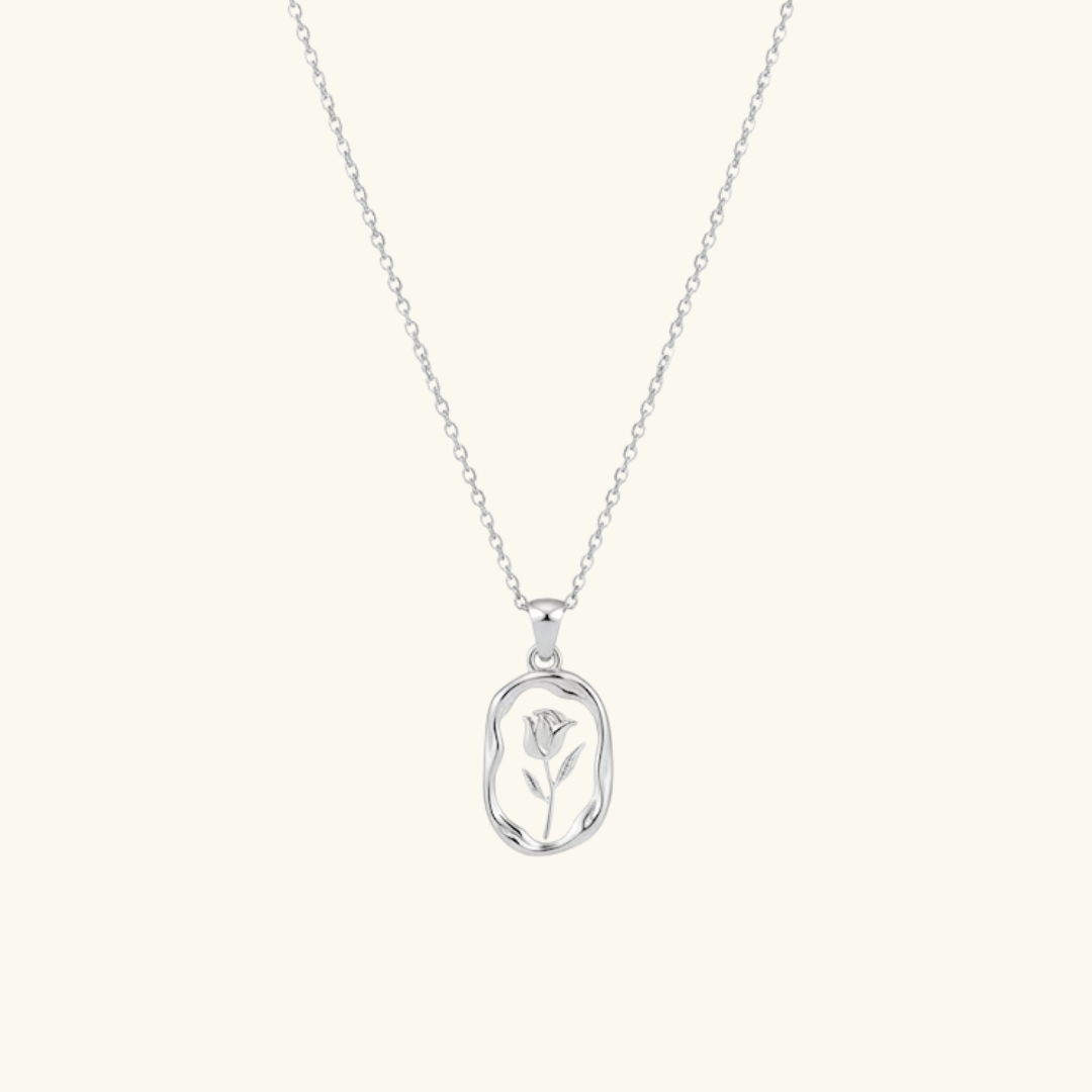 Enamel rose necklace