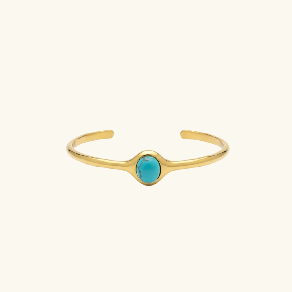 Teal gemstone open bangle