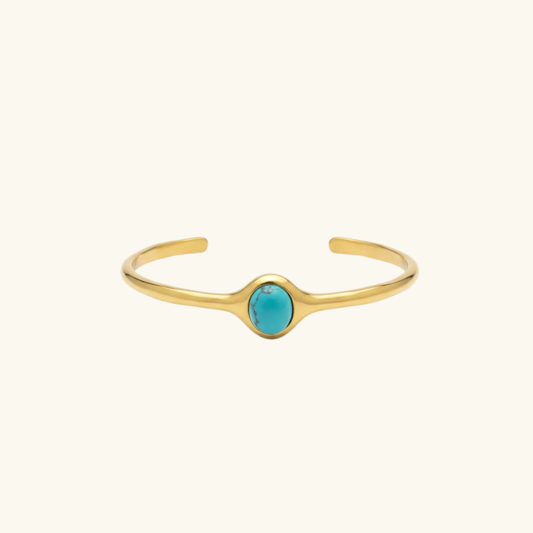 Teal gemstone open bangle
