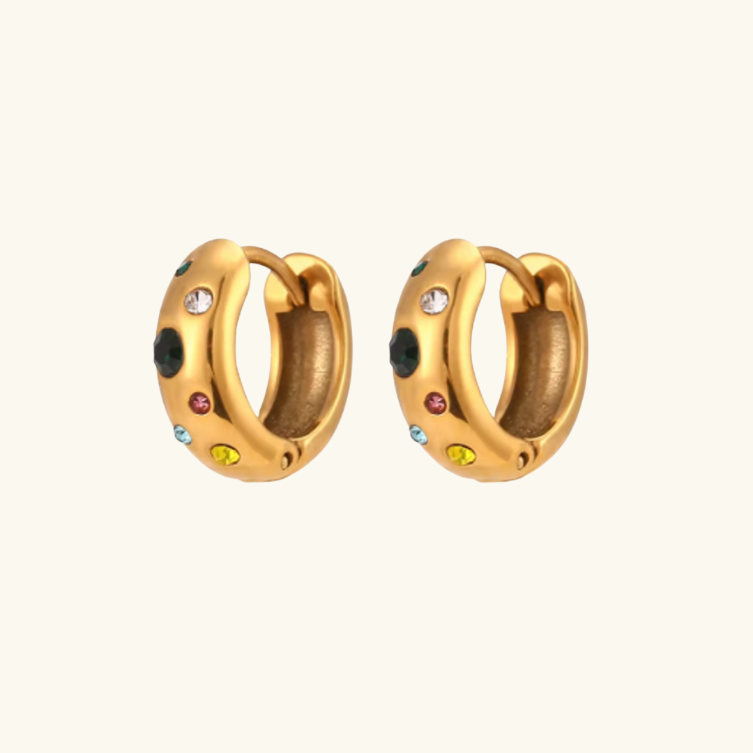 Gem Stone Hoops-Colorful